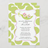 Invitation Jeune fille Twin dans Baby shower Pea Pod (Devant / Derrière)