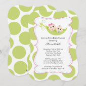 Invitation Jeune fille Twin dans Baby shower Pea Pod (Devant / Derrière)