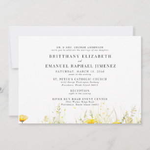 Invitation Jeune Fleur sauvage Jaune Parents de mariée 2 Mari