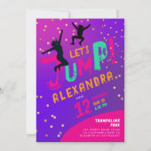 Invitation Jeune Fun Fun Girl Purple Pink Trampoline Jump Bou (Devant)