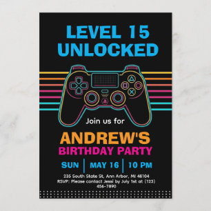 Invitation Jeune Gaming Joueur de jeux vidéo Garçon Anniversa