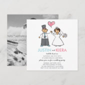 Invitation Jeune Marié Dessin Animé Annonce de Couple de Mari (Devant / Derrière)