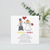 Invitation Jeune Marié Dessin Animé Couple Marié Annonce (Debout devant)