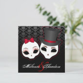Invitation Jeune mariée et marié Skullies (rouge) (Debout devant)