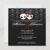 Invitation Jeune mariée et marié Skullies (rouge) (Dos)