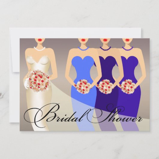 Invitation Jeune mariée et son cobalt de la Fête de la mariée (Devant)