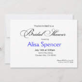 Invitation Jeune mariée et son cobalt de la Fête de la mariée (Dos)