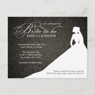 Invitation "Jeune mariée noire et blanche élégante à être"