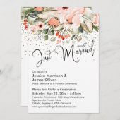 Invitation Jeune Mariée Typographie Blush Floral Confettis Do (Devant / Derrière)