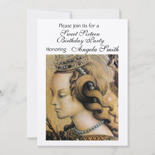 Invitation JEUNE PRINCESS SWEET 16 PARTY Gold Metallic (Devant)