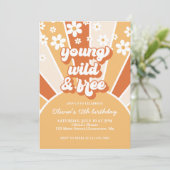 Invitation Jeune rétro sauvage libre orange brûlé soleil marg (Debout devant)