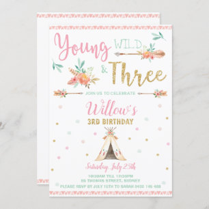 Invitation Jeune sauvage de Boho et 3ème fille de fête