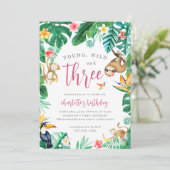 Invitation Jeune sauvage et 3 animaux de la jungle tropicale (Debout devant)