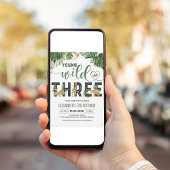 Invitation Jeune sauvage et trois animaux Safari Anniversaire