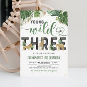 Invitation Jeune sauvage et trois animaux Safari Anniversaire