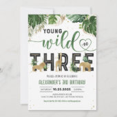 Invitation Jeune sauvage et trois animaux Safari Anniversaire (Devant)