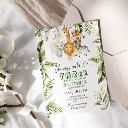 Invitation Jeune, sauvage et trois ans de safari