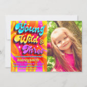 Invitation Jeune, sauvage et trois avec photo (Devant)