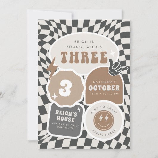 Invitation Jeune, sauvage et trois | Garçons 3e anniversaire (Devant)