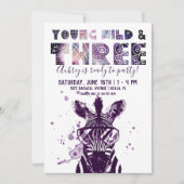 Invitation Jeune, sauvage et trois | Rockstar Zebra (Devant)