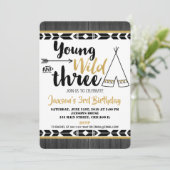 Invitation Jeune sauvage trois 3ème anniversaire garçon d'inv (Debout devant)