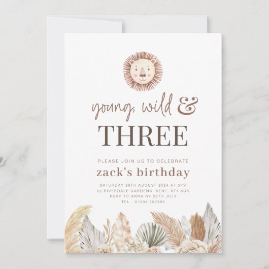 Invitation Jeune, Sauvage & Trois Feuilles Neutres Invitent (Devant)