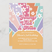 Invitation Jeune Sauvage Trois Rétro Soleil Arc-en-ciel Margu (Devant / Derrière)