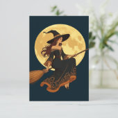 Invitation Jeune Sorcière Goth Siège Astride A Besom Vector A (Debout devant)