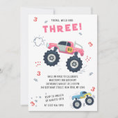 Invitation Jeune Wild 3e anniversaire Enfants Monster voiture (Devant)