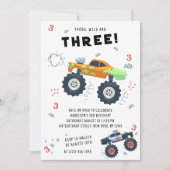Invitation Jeune Wild 3e anniversaire Enfants Monster voiture (Devant)