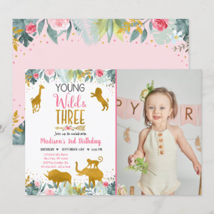 Invitation Jeune Wild Et Trois Pink Gold Safari Anniversaire