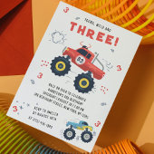 Invitation Jeune Wild Trois Enfants Monster Voiture Camions