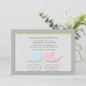 Invitation Jeunes garçons et filles Twins Grey Baby shower In (Debout devant)