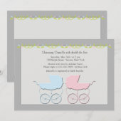 Invitation Jeunes garçons et filles Twins Grey Baby shower In (Devant / Derrière)