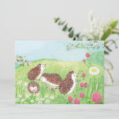 Invitation Jeunes hérissons dans la prairie (Debout devant)