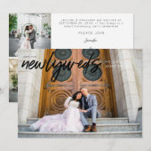 Invitation Jeunes mariés B Horizontal 3 Photo Mariage Récepti (Devant / Derrière)