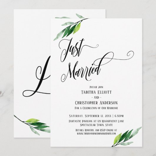 Invitation Jeunes Mariés Scénario Élaboré et Verdure (Devant / Derrière)