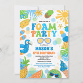 Invitation Jeux d'Anniversaire de la piscine en mousse tropic (Devant)