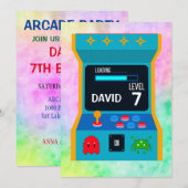 Invitation Jeux d'arcade Anniversaire Niveau de la fête des g (Devant / Derrière)