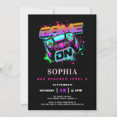 Invitation Jeux d'arcade moderne Jeux d'anniversaire de fille (Devant)