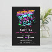 Invitation Jeux d'arcade moderne Jeux d'anniversaire de fille (Debout devant)