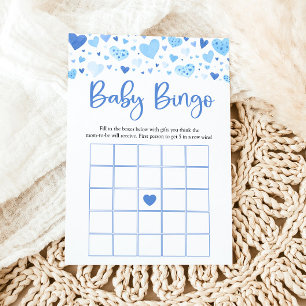 Invitation Jeux de baby shower Bingo Baby Cœur Bleu Saint-Val