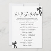 Invitation Jeux de Baby Shower "Black Bow Would She Rather" (Devant)