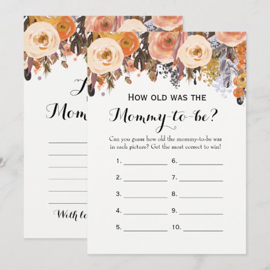 Invitation Jeux de Baby shower d'automne à deux côtés (Devant / Derrière)