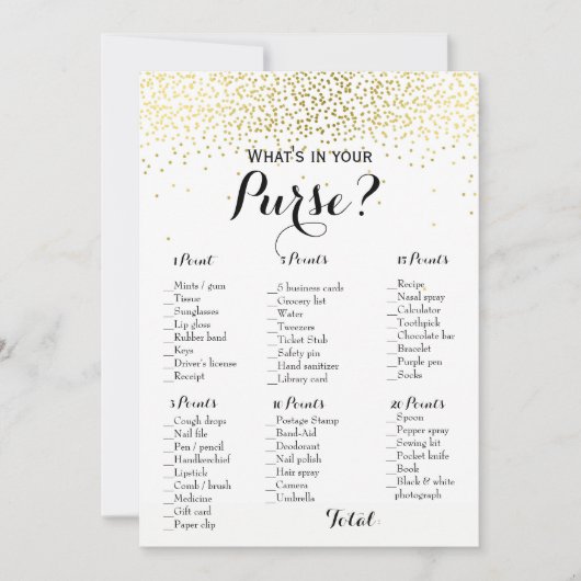 Invitation Jeux de Baby Shower de Mariage Bébé Confettis Or D (Devant)