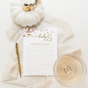 Invitation Jeux de Baby Shower Fille aux Feuilles d'Automne B