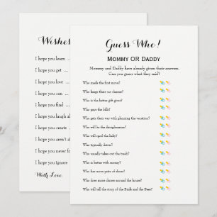 Invitation Jeux de baby shower - Voeux pour bébé et Devinez q