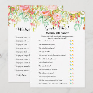 Invitation Jeux de baby shower - Voeux pour bébé et Devinez q