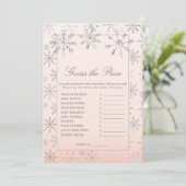 Invitation Jeux de bébé Shower Flocon de neige rose Devinez l (Debout devant)