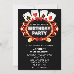 Invitation Jeux de casino Las vegas Poker 86e anniversaire